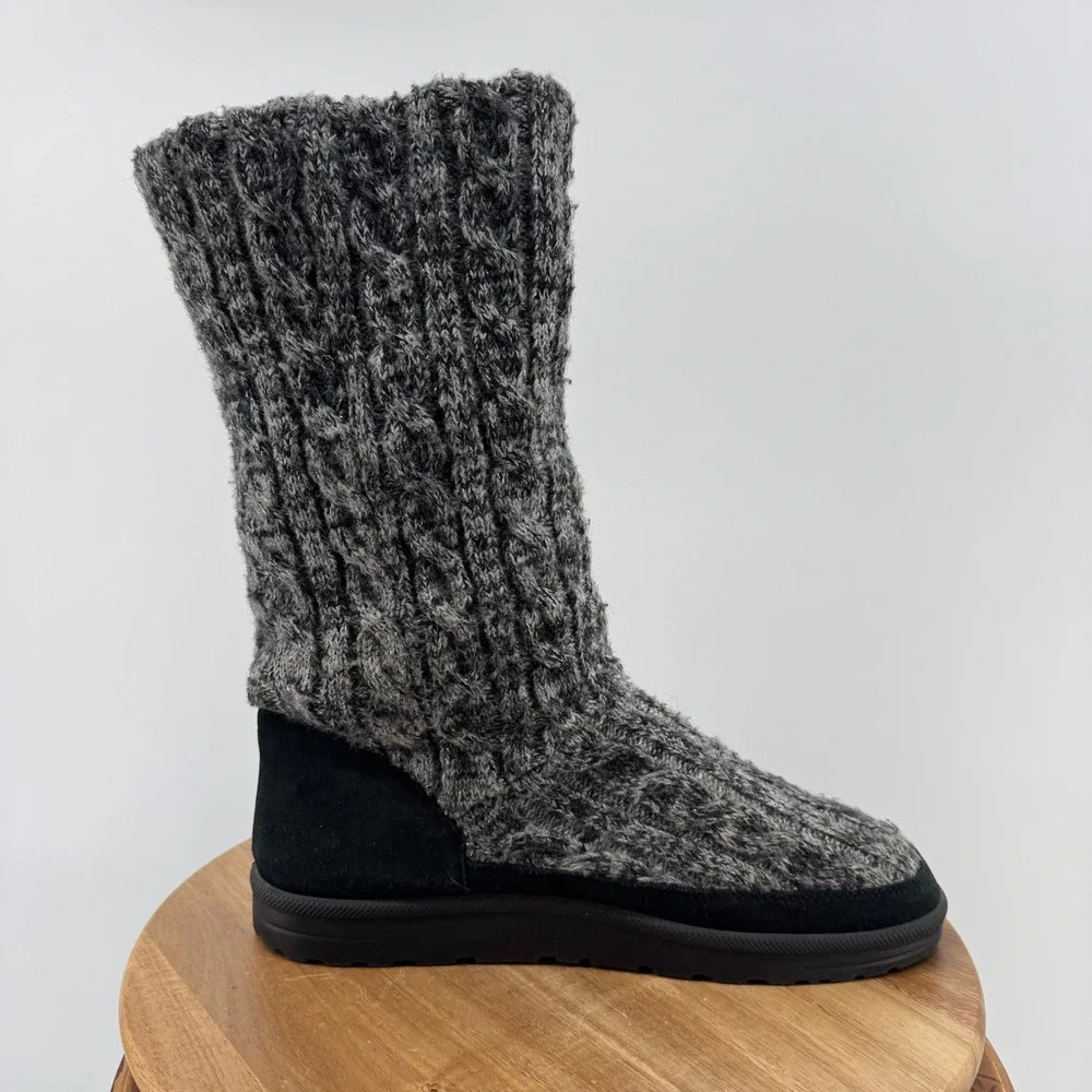ABEO Kenora Charcoal Cable Knit Suede Winter Boots Gray Black Women's Size 10‎
